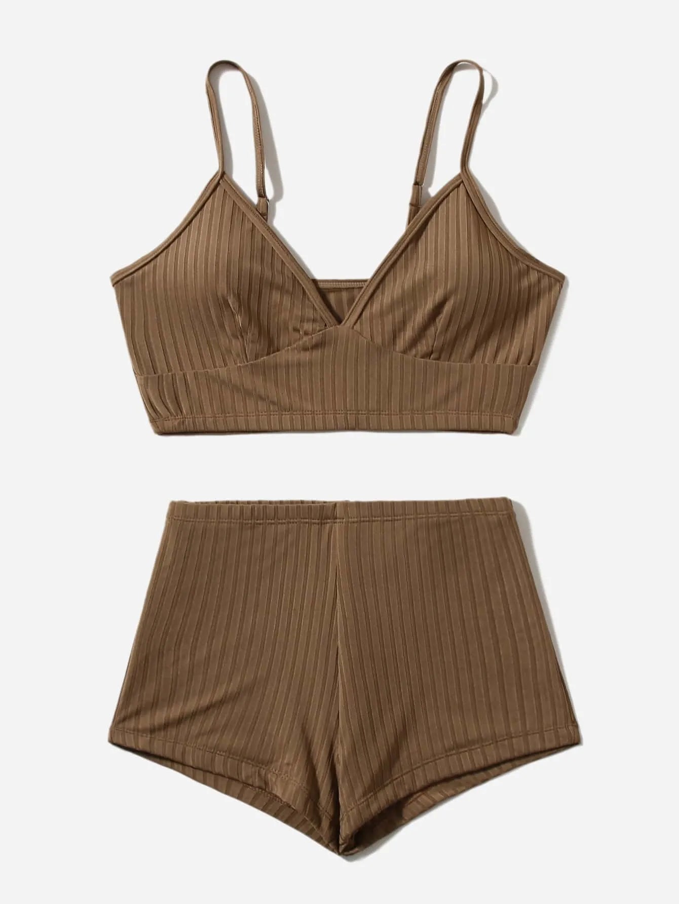 Women’s High Waist Bikini – Ribbed Shorts 2 Piece Swimsuit