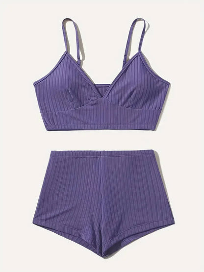 Women’s High Waist Bikini – Ribbed Shorts 2 Piece Swimsuit